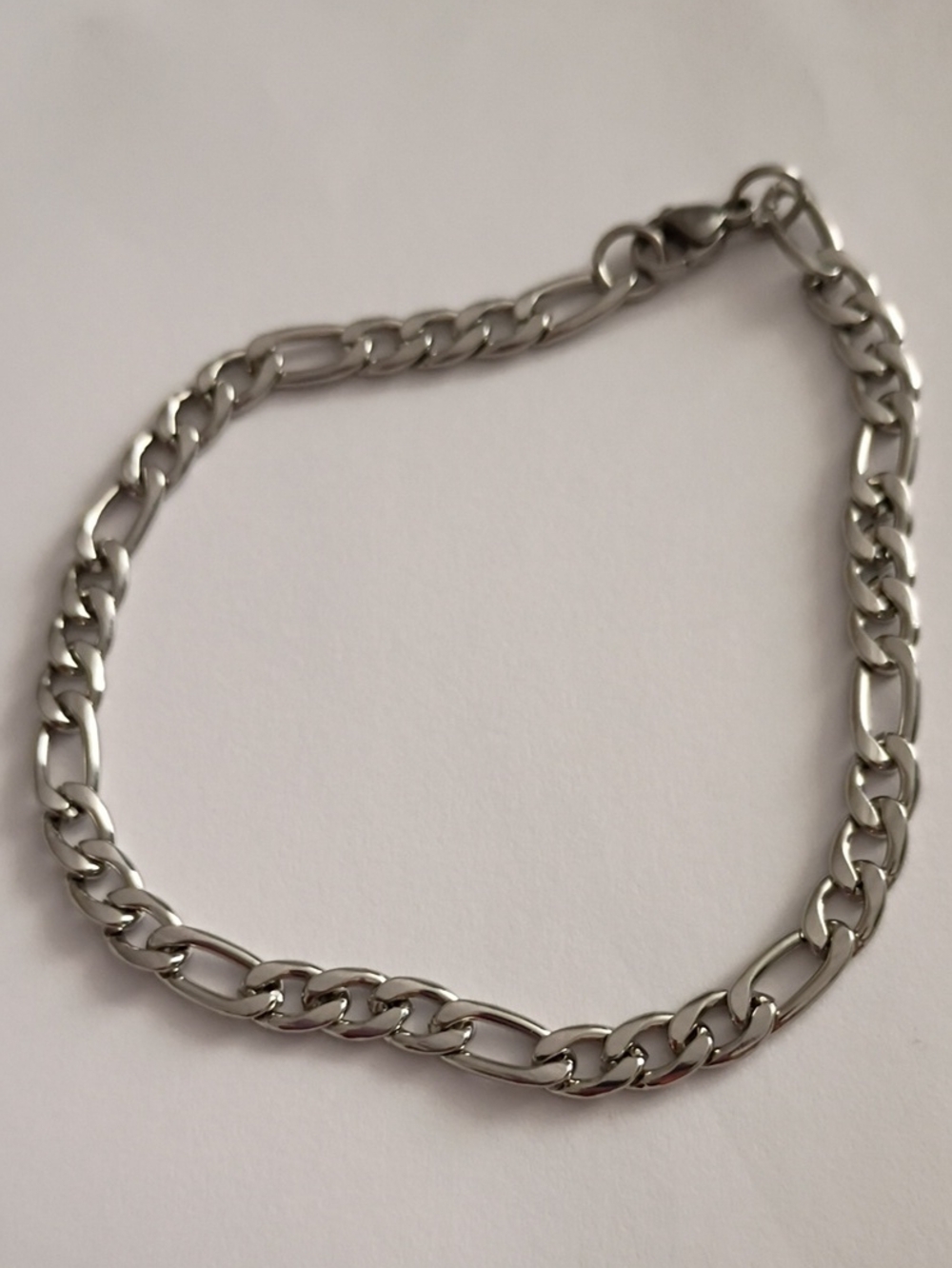 Silver Tone Figaro Chain Bracelet